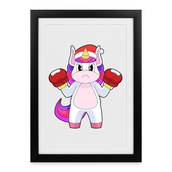 Boîtes de Noël Licorne - Affiche encadrée (27 × 37 cm) - noir - Devant