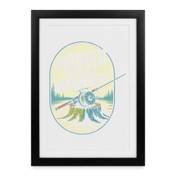 Accro aux matins tranquilles Amateur de pêche - Affiche encadrée (27 × 37 cm) - noir - Devant