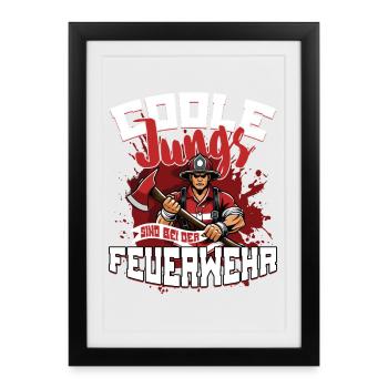 Cool Boys Are Firefighters In The Fire Brigade - Framed poster (27 × 37 cm) - black - Front