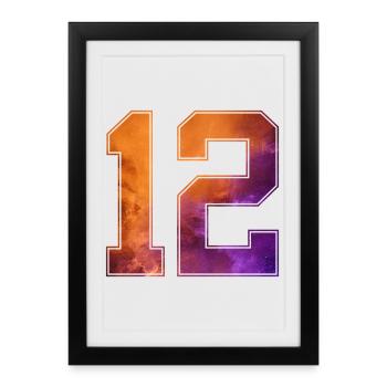 NON. 12 NUMÉRO 12 COLLÈGE 12E ANNIVERSAIRE - Affiche encadrée (27 × 37 cm) - noir - Devant