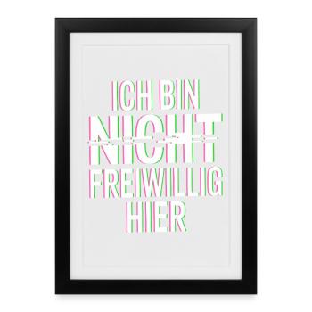 Je ne suis pas là volontairement anti Smalltalk Office - Affiche encadrée (27 × 37 cm) - noir - Devant