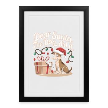 Chien de Noël Humour - Affiche encadrée (27 × 37 cm) - noir - Devant