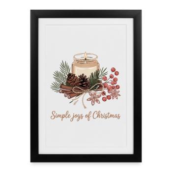 Motif de Noël rustique - Affiche encadrée (27 × 37 cm) - noir - Devant