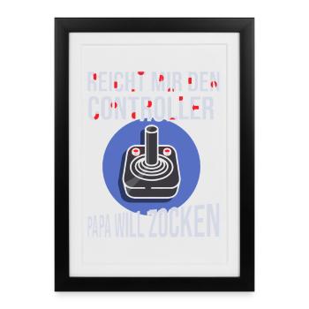 Gamer Gaming Père Fête des Pères Dire Gaming Papa - Affiche encadrée (27 × 37 cm) - noir - Devant
