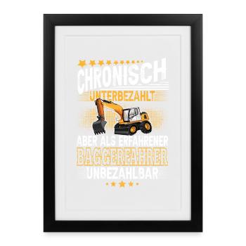 Baggerfahrer - Gerahmtes Poster (27 × 37 cm) - Schwarz - Vorne