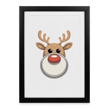 Renne Noël laid - Affiche encadrée (27 × 37 cm) - noir - Devant