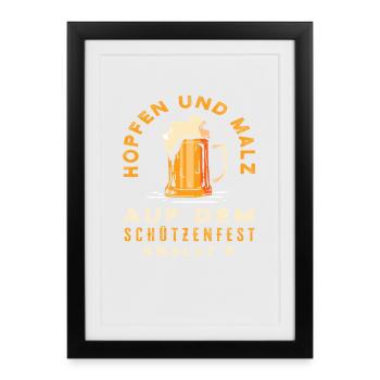 Hops and malt funny shooting festival saying - Framed poster (27 × 37 cm) - black - Front