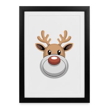 Renne Noël laid - Affiche encadrée (27 × 37 cm) - noir - Devant