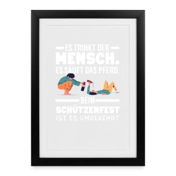 Human Horse Drinking Funny Shooting Festival Saying - Framed poster (27 × 37 cm) - black - Front