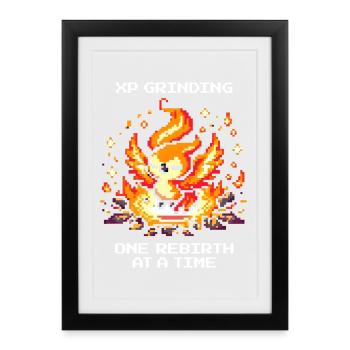 Grind XP, réapparition après réapparition | RPG Roguelike - Affiche encadrée (27 × 37 cm) - noir - Devant