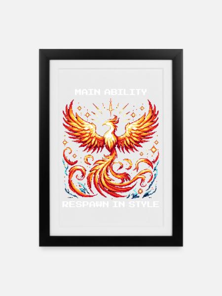 Capacité principale : Réapparaître avec style | Phénix - Affiche encadrée (27 × 37 cm) - noir
