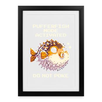 Pufferfish mode active: do not prick | Gaming - Framed poster (27 × 37 cm) - black - Front
