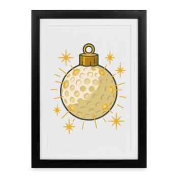 Drôle de balle de golf décoration d’arbre de Noël Design - Affiche encadrée (27 × 37 cm) - noir - Devant
