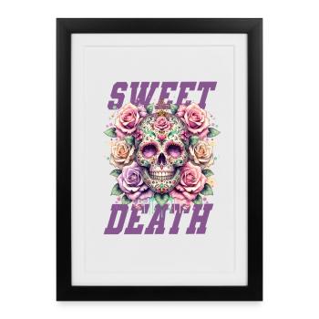 Fleurs Crâne Beauté Floraison - Affiche encadrée (27 × 37 cm) - noir - Devant