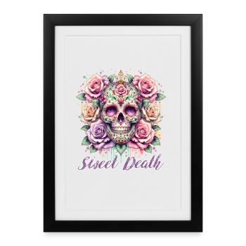 Fleurs Crâne Beauté Floraison - Affiche encadrée (27 × 37 cm) - noir - Devant