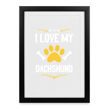 J’adore mon empreinte de patte de teckel - Affiche encadrée (27 × 37 cm) - noir - Devant
