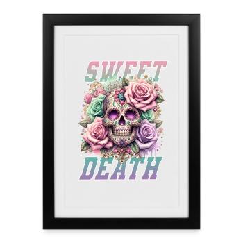 Fleurs Crâne Beauté Floraison - Affiche encadrée (27 × 37 cm) - noir - Devant