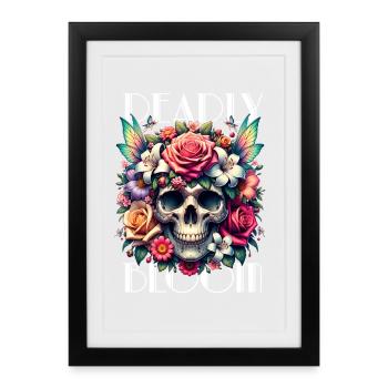 Fleurs Crâne Beauté Floraison - Affiche encadrée (27 × 37 cm) - noir - Devant