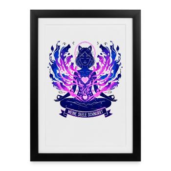 Chat mystique, mon âme ronronne - Affiche encadrée (27 × 37 cm) - noir - Devant