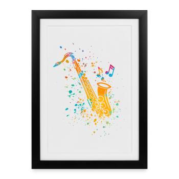 Saxophone Jazz Saxophonist Orchestra Musicians - Framed poster (27 × 37 cm) - black - Front