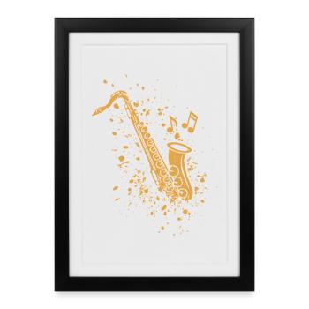 Saxophone Jazz Saxophonist Orchestra Musicians - Framed poster (27 × 37 cm) - black - Front