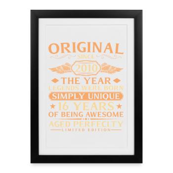 Original 2010 Vintage - 16th Birthday - Framed poster (27 × 37 cm) - black - Front