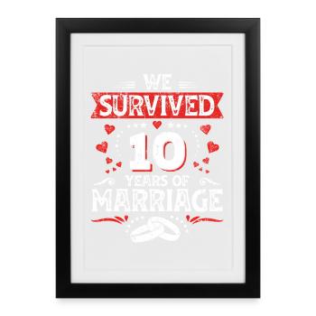Vintage 10ème Mariage Anniversaire couple mariage - Affiche encadrée (27 × 37 cm) - noir - Devant