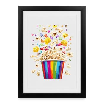 Colorful Popcorn Explosion From Rainbow Mug - Framed poster (27 × 37 cm) - black - Front