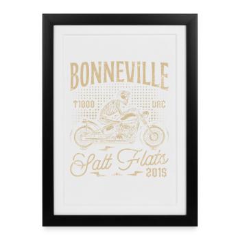 Bonneville Salt Flats Moto Anniversaire 2015 - Affiche encadrée (27 × 37 cm) - noir - Devant