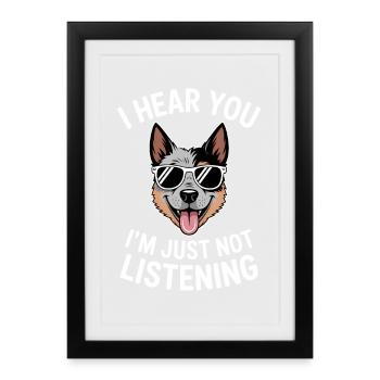 Chien de bétail australien Drôle Heeler Cadeau - Affiche encadrée (27 × 37 cm) - noir - Devant