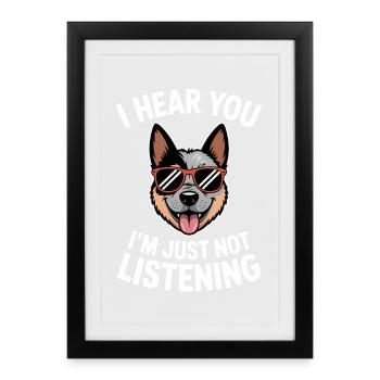 Chien de bétail australien Drôle Heeler Cadeau - Affiche encadrée (27 × 37 cm) - noir - Devant