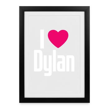 I Love Dylan Pink Heart I Love Dylan - Framed poster (27 × 37 cm) - black - Front