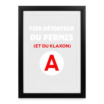 Humour permis de conduire - Affiche encadrée (27 × 37 cm) - noir - Devant