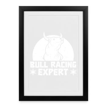 Rodeo Horse Riding Bull Racing Cowboy - Framed poster (27 × 37 cm) - black - Front