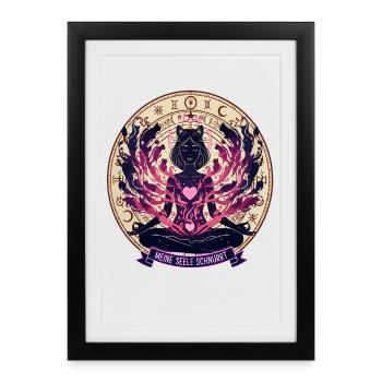 Mon âme ronronne - Chat mystique - Affiche encadrée (27 × 37 cm) - noir - Devant