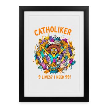 Catzoholic - Just one more cat! - Framed poster (27 × 37 cm) - black - Front