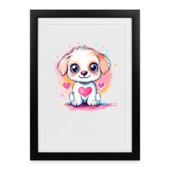 Chiot préféré du petit cœur - Affiche encadrée (27 × 37 cm) - noir - Devant