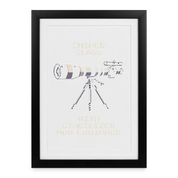 Sniper Class | Telephoto lens with stabilizer - Framed poster (27 × 37 cm) - black - Front