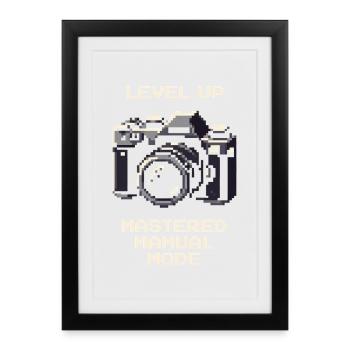 Level Up | Manual mode mastered, ISO aperture - Framed poster (27 × 37 cm) - black - Front