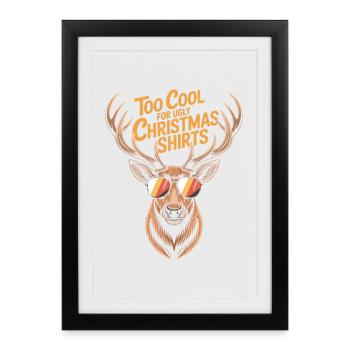 Cerf avec des bois Noël laid - Affiche encadrée (27 × 37 cm) - noir - Devant