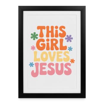Cette fille aime Jésus – Rétro coloré - Affiche encadrée (27 × 37 cm) - noir - Devant