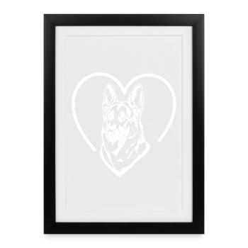 Cœur de berger allemand - Affiche encadrée (27 × 37 cm) - noir - Devant