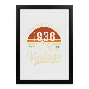 1936 Vintage Rétro Cadeau d’anniversaire - Affiche encadrée (27 × 37 cm) - noir - Devant