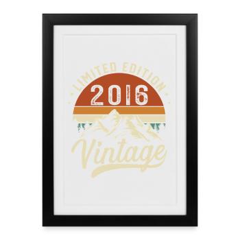 2016 Vintage Retro Geburtstagsgeschenk - Gerahmtes Poster (27 × 37 cm) - Schwarz - Vorne