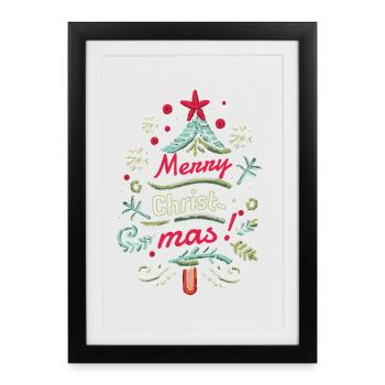 Merry Christmas Tree XMas - Framed poster (27 × 37 cm) - black - Front