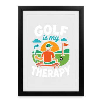 Golf Is My Therapy Funny Golf Lover Design - Framed poster (27 × 37 cm) - black - Front
