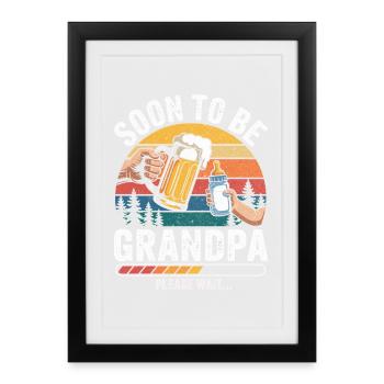 Papy en devenir loading futur grand-père - Affiche encadrée (27 × 37 cm) - noir - Devant