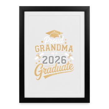 Fière grand-mère diplômée 2026 - Affiche encadrée (27 × 37 cm) - noir - Devant