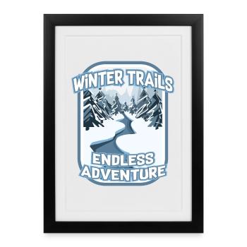 Winter Trails Endless Hiking Adventure - Framed poster (27 × 37 cm) - black - Front