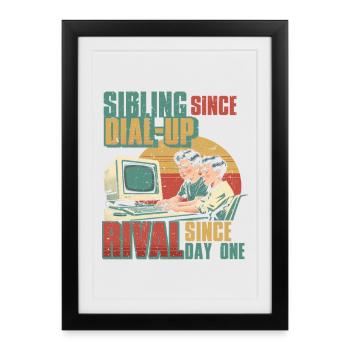 Fratrie Rivalité Frère Soeur - Affiche encadrée (27 × 37 cm) - noir - Devant